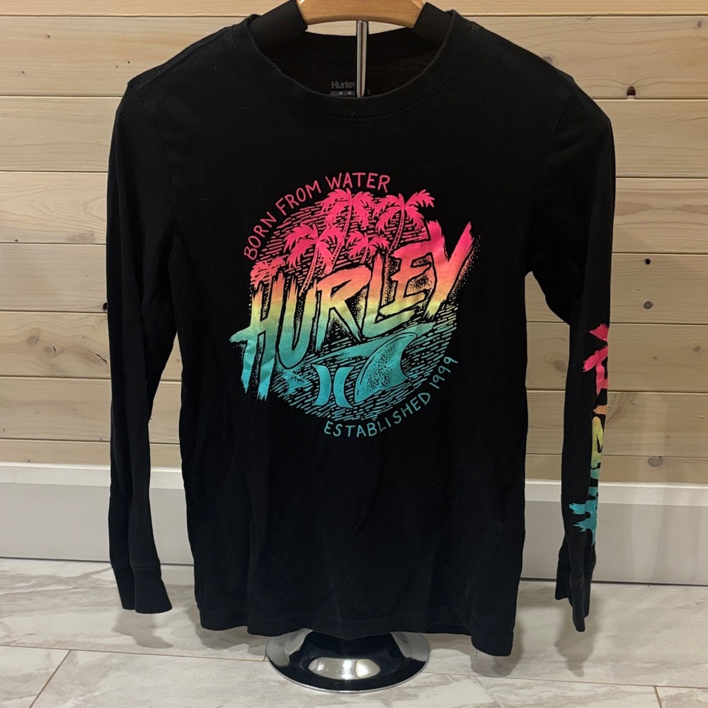 Youth Hurley Black Long Sleeve with Vibrant Graphic